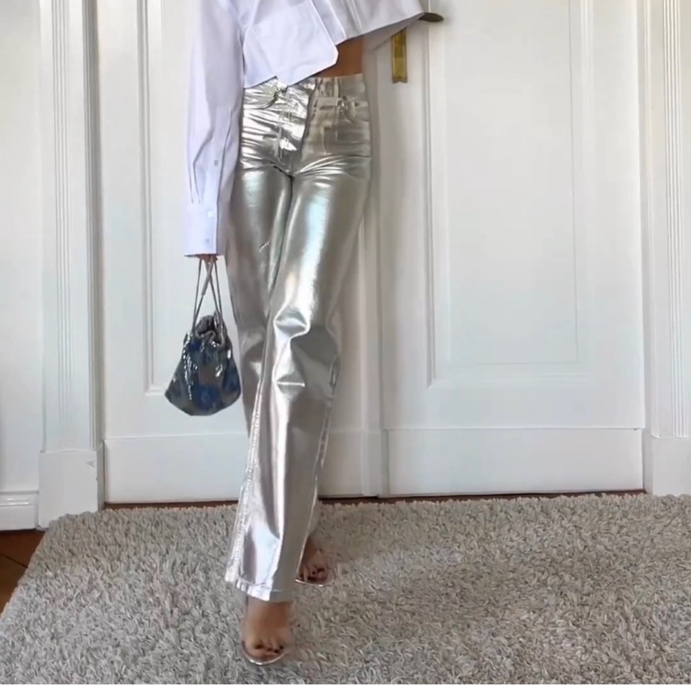 ZARA ZW MID-RISE BOYFRIEND JEANS SILVER - Picture 3 of 8